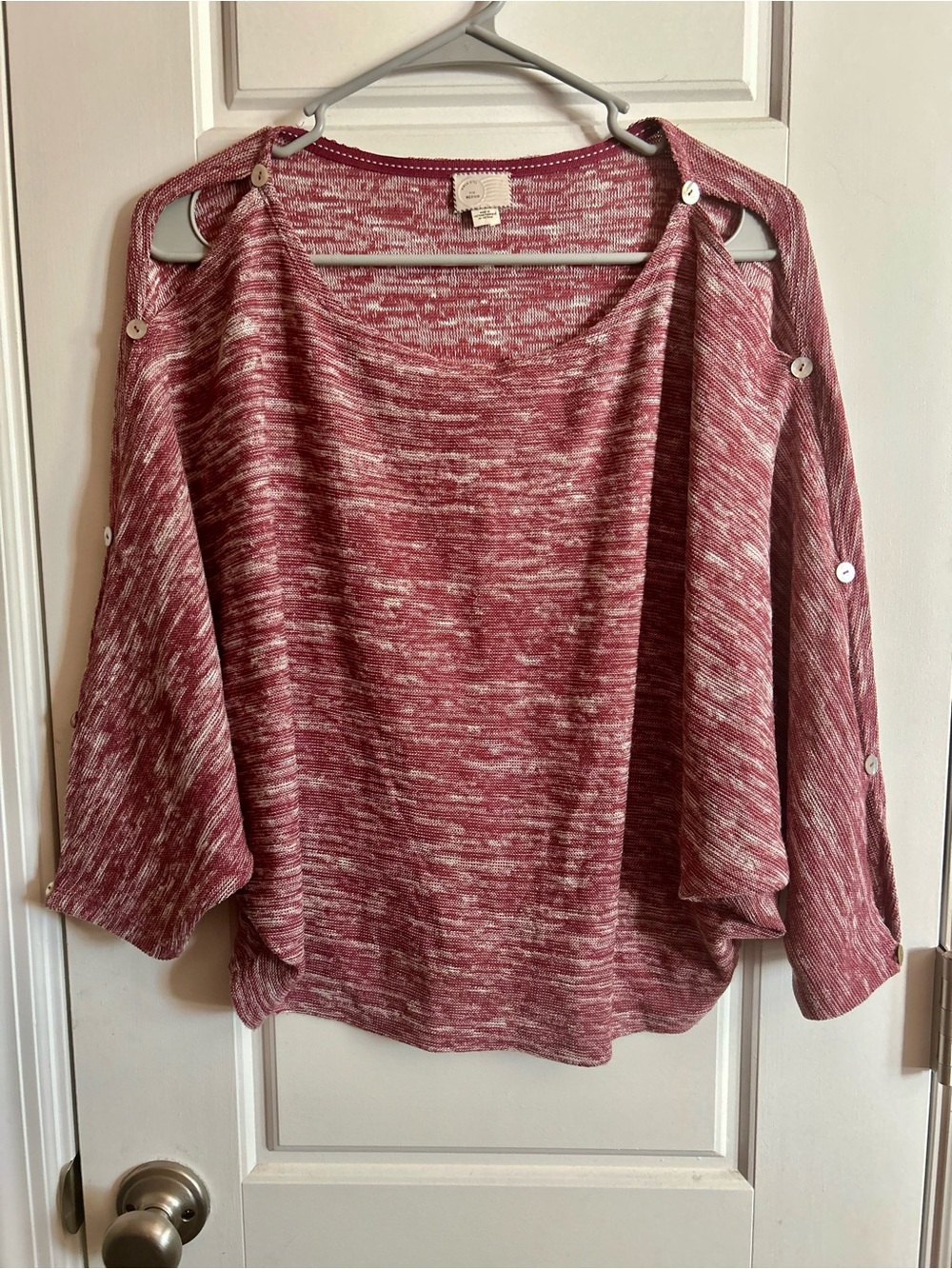 Anthropologie Postmark Malu Space Dye Dolman Button Sleeve Top Mauve Pink M